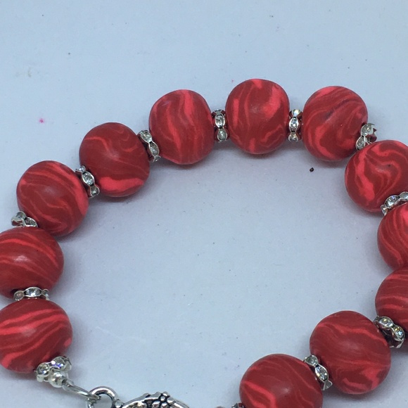 Unique Handmade Polymer Clay Bead Bracelet - Picture 4 of 5